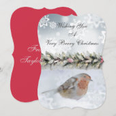 Snowy Winter Snowfinch kerstgroet Feestdagenkaart (Voorkant / Achterkant)