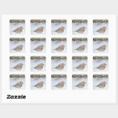 Snowy Winter Snowfinch Kerstmis Vierkante Sticker (Vel)