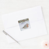 Snowy Winter Snowfinch Kerstmis Vierkante Sticker (Envelop)