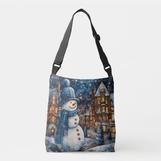 Snowy Winter Town Wonderland Crossbody Tas (Voorkant)