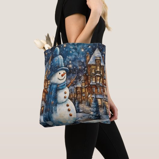 Snowy Winter Town Wonderland Tote Bag (Dichtbij)