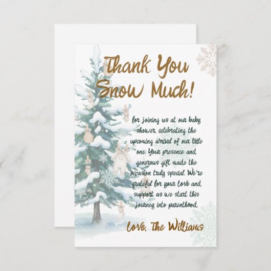 Snowy Winter Tree Baby Shower  Bedankkaart (Voorkant / Achterkant)
