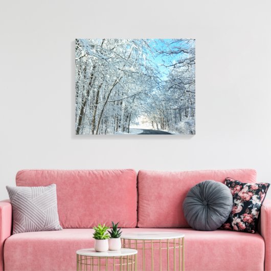 Snowy Winter Trees Canvas Afdruk (Insitu (Woonkamer))