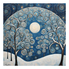 Snowy Winter Trees Foto Afdruk