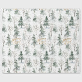 Snowy Winter Trees Joyeux Noel Gold Typography Cadeaupapier (Vlak)