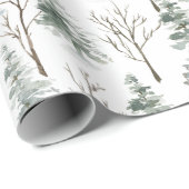 Snowy Winter Trees Joyeux Noel Gold Typography Cadeaupapier (Rol Hoek)