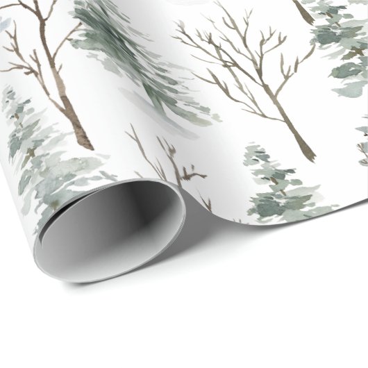 Snowy Winter Trees Joyeux Noel Gold Typography Cadeaupapier (Rol Hoek)