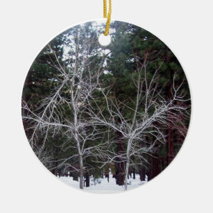 Snowy Winter Trees Keramisch Ornament