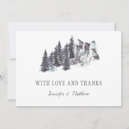 Snowy Winter Trees Mountains Snow Wedding | Bedankkaart