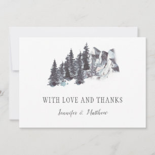 Snowy Winter Trees Mountains Snow Wedding   Bedankkaart