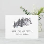 Snowy Winter Trees Mountains Snow Wedding | Bedankkaart (Staand voorkant)