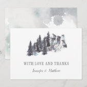 Snowy Winter Trees Mountains Snow Wedding | Bedankkaart (Voorkant / Achterkant)