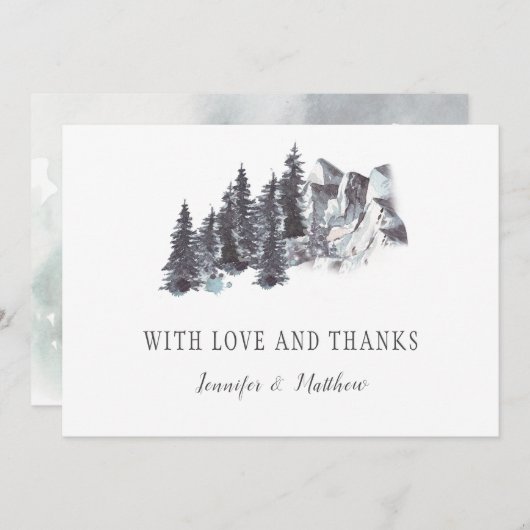 Snowy Winter Trees Mountains Snow Wedding | Bedankkaart (Voorkant / Achterkant)