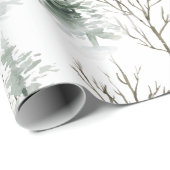 Snowy Winter Trees Pattern Gold Typografie Cadeaupapier (Rol Hoek)
