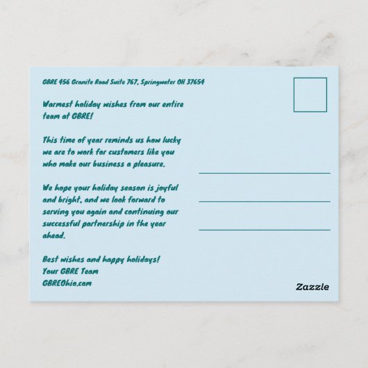 Snowy Winter Village Holiday Christmas CUSTOM Briefkaart (Achterkant)