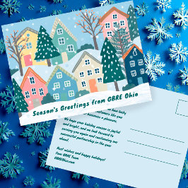 Snowy Winter Village Holiday Christmas CUSTOM Briefkaart