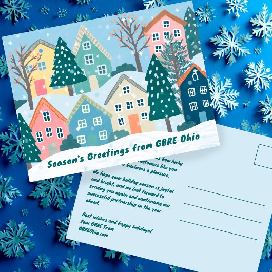 Snowy Winter Village Holiday Christmas CUSTOM Briefkaart