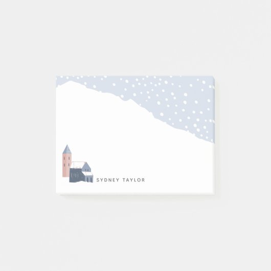 Snowy Winter Village Personalized Post-it® Notes (Voorkant)