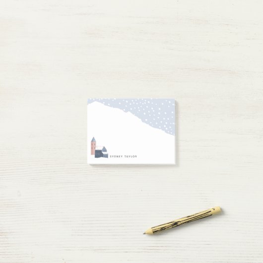 Snowy Winter Village Personalized Post-it® Notes (Op bureau)