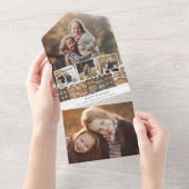 Snowy Winter Village Vier-foto Collage All In One Uitnodiging (Afscheurbaar)