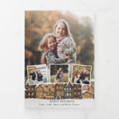 Snowy Winter Village Vier-foto Collage Drieluik Kaart (Cover)