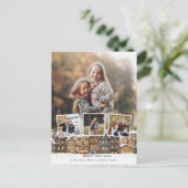 Snowy Winter Village Vier-foto Collage Feestdagenkaart (Staand voorkant)