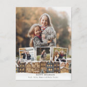 Snowy Winter Village Vier-foto Collage Feestdagenkaart (Voorkant)