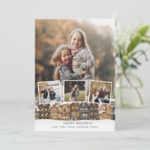 Snowy Winter Village Vier-foto Collage Feestdagenkaart (Staand voorkant)