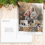 Snowy Winter Village Vier-foto Collage Feestdagenkaart<br><div class="desc">Schilderachtige vakantieillustratie met een rij huizen met besneeuwde daken,  drie vierkante fotosjablonen en een portretgerichte foto-achtergrond sjabloon met bewerkbare tekstvelden.</div>