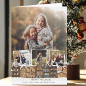 Snowy Winter Village Vier-foto Collage Kaart