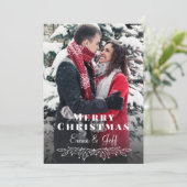 Snowy Winter Vrolijk Kerstfeest Foto Feestdagenkaart (Staand voorkant)