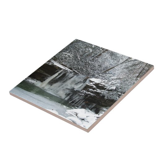 Snowy Winter Waterfall Tegeltje (Zijkant)