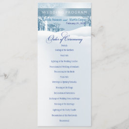 Snowy Winter Weddenprogramma ijsblauw Programmakaart