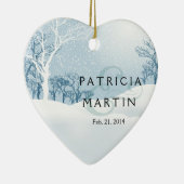 Snowy Winter Weddenschap blauw Keramisch Ornament (Rechts)