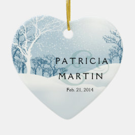 Snowy Winter Weddenschap blauw Keramisch Ornament