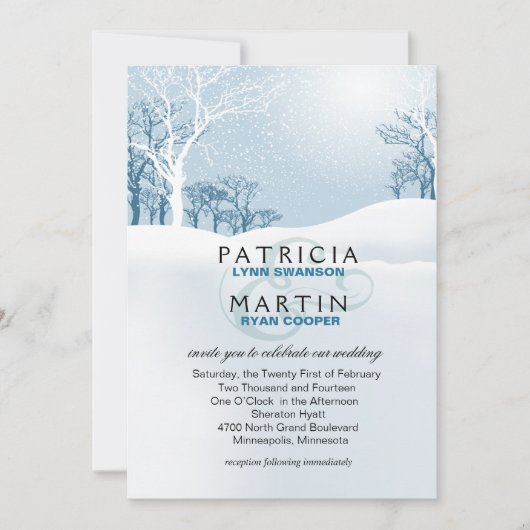 Snowy Winter Wedding - ijsblauw Kaart (Voorkant)