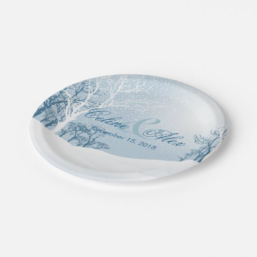 Snowy Winter Wedding Papieren Bordje (Gekanteld)