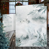 Snowy Winter White Arctic Fox Holiday Feestdagen Kaart