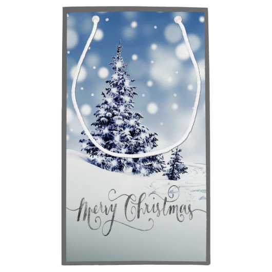 Snowy Winter Wonderland Aangepast kerstfeest Klein Cadeauzakje (Achterkant)