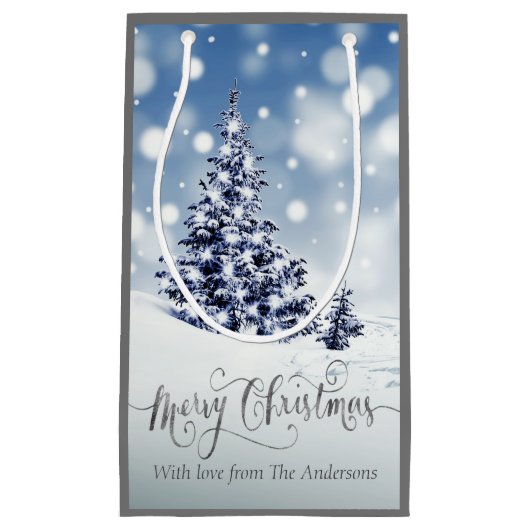 Snowy Winter Wonderland Aangepast kerstfeest Klein Cadeauzakje (Voorkant)