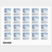 Snowy Winter Wonderland Aangepast kerstfeest Vierkante Sticker (Vel)