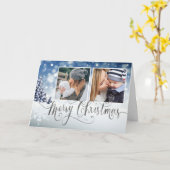 Snowy Winter Wonderland Elegant Christmas Kaart (Gele Bloem)