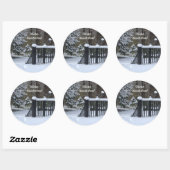 Snowy Winter Wonderland Footprints Ronde Sticker (Vel)