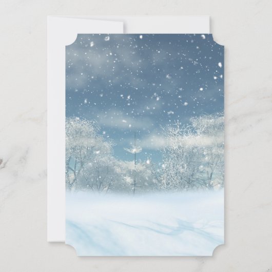Snowy Winter Wonderland Kerstdiner Kaart (Achterkant)