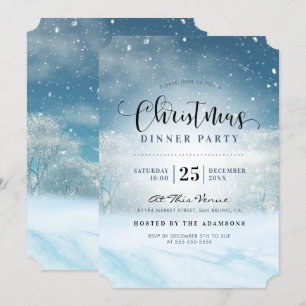 Snowy Winter Wonderland Kerstdiner Kaart