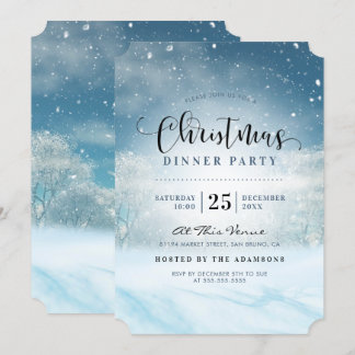 Snowy Winter Wonderland Kerstdiner Kaart