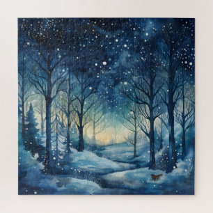 Snowy Winter Wonderland Marine en Wit Legpuzzel