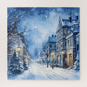 Snowy Winter Wonderland Marine en Wit Legpuzzel