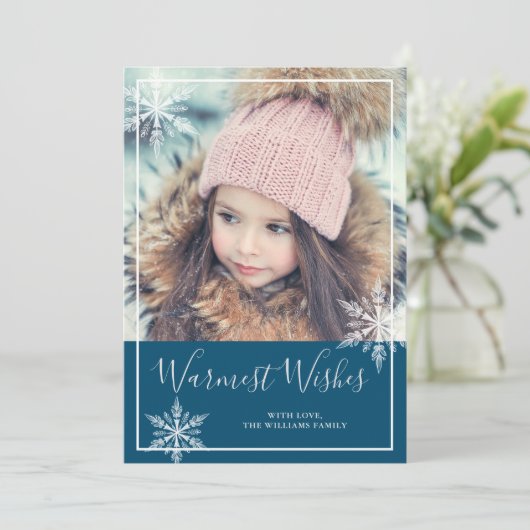 Snowy Winter Wonderland vakantiefoto Feestdagenkaart (Staand voorkant)