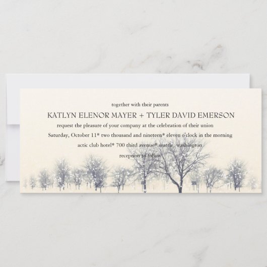 Snowy Winter Wonderland Winter Weddenschap Kaart (Voorkant)